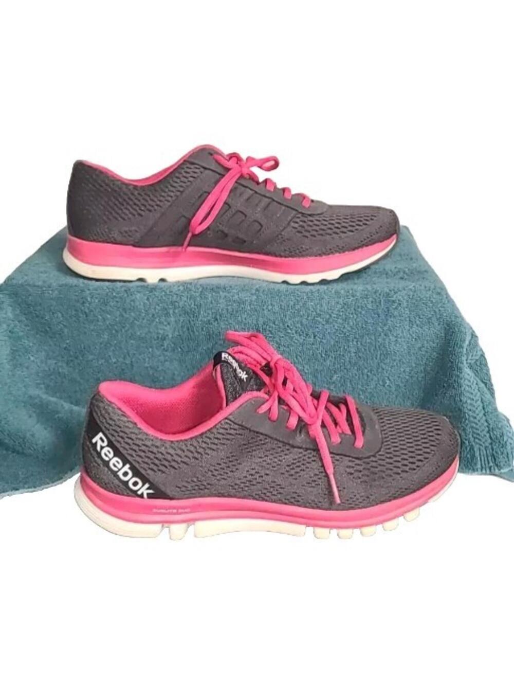 Reebok Women's Sublite Duo Sneakers Gravel/Pink Fushion, Size 10
